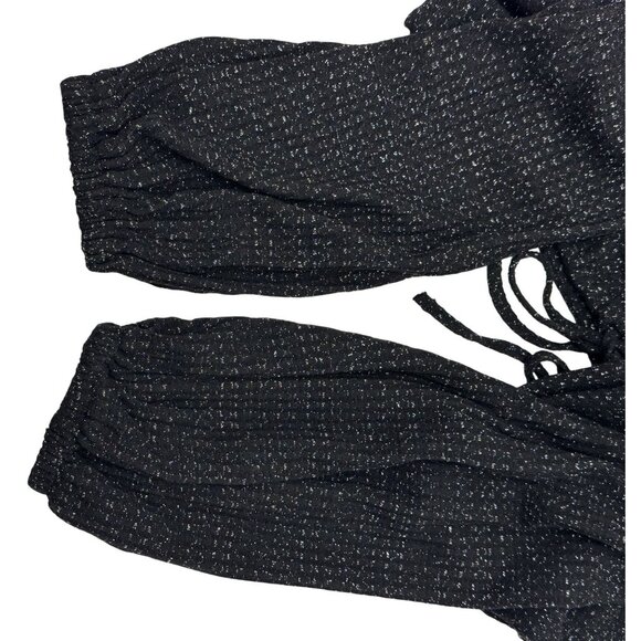 LC Lauren Conrad Size S Womens Black Glitter Knit Drawstring Long Sleeve Top - Picture 4 of 8